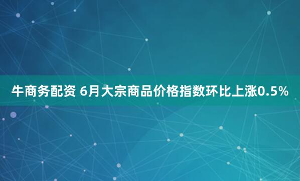 牛商务配资 6月大宗商品价格指数环比上涨0.5%