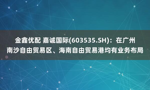 金鑫优配 嘉诚国际(603535.SH)：在广州南沙自由贸易区、海南自由贸易港均有业务布局